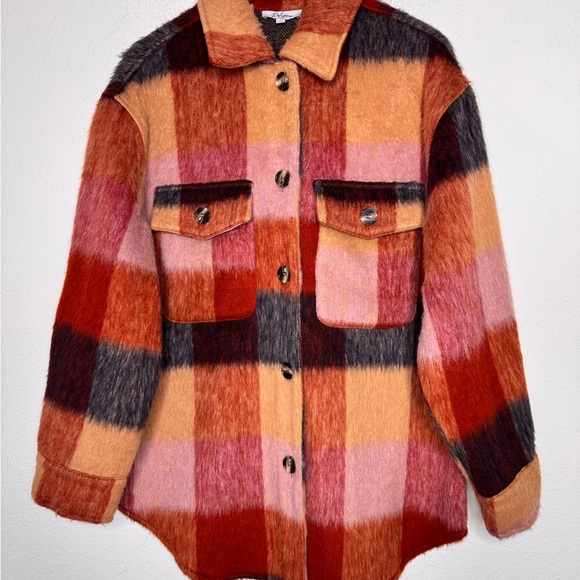 Polagram polyester/wool lumberjack plaid jacket shirt Large - Picture 4 of 7